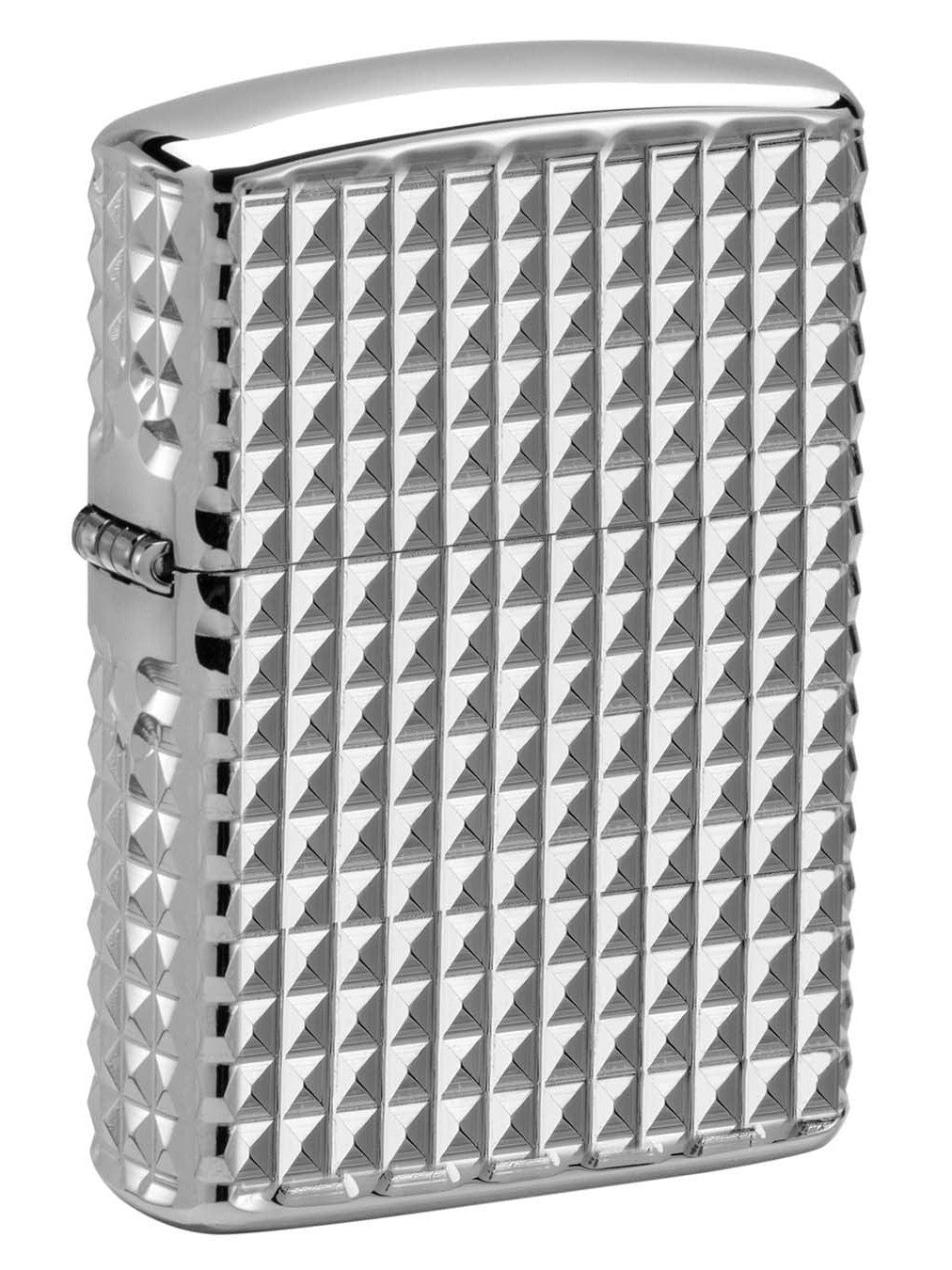 Zippo Lighter: Armor MultiCut Geometric Diamond Design - High Polish Chrome 48880