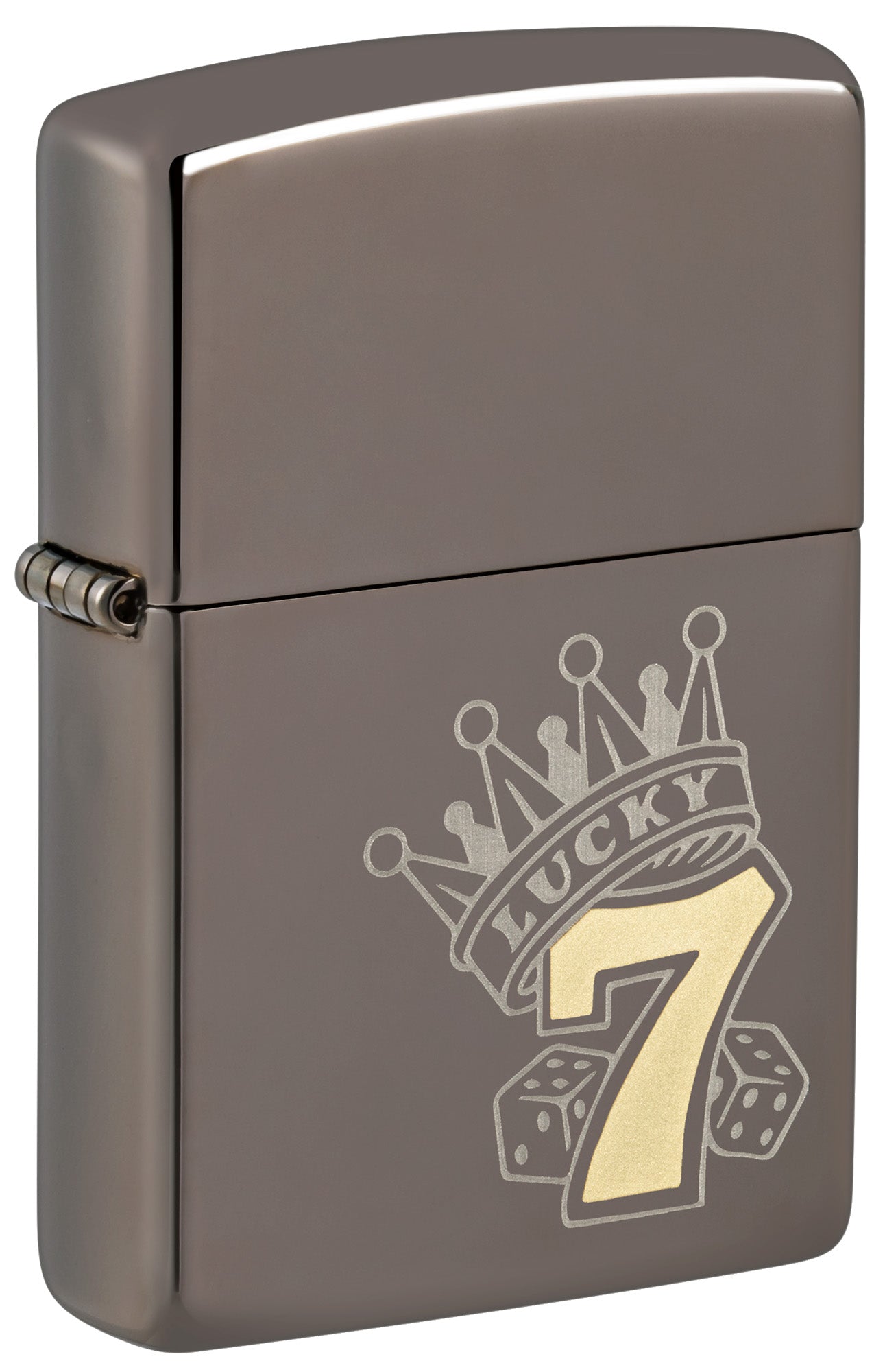 Zippo Lighter: Lucky 7 Gambling, Engraved - Black Ice 48913