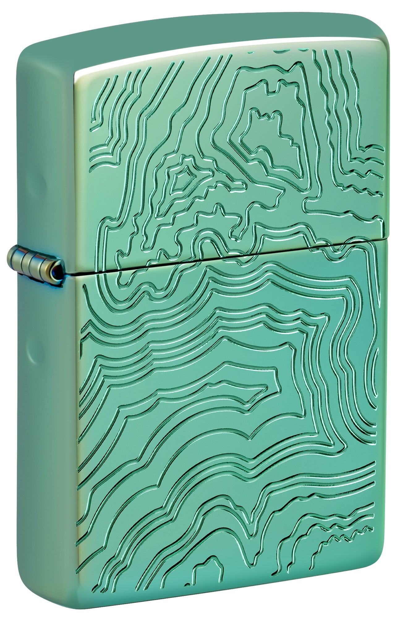 Zippo Lighter: Topography Map, Armor Deep Carved - High Polish Green 48917