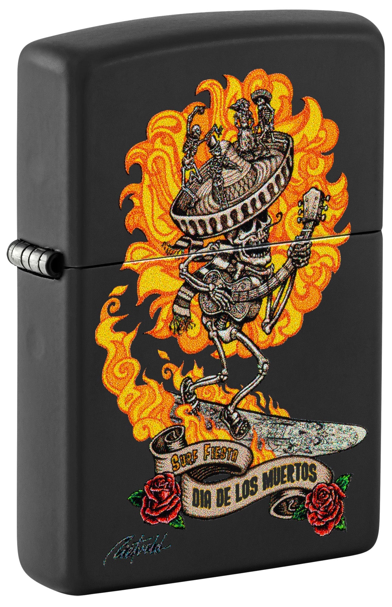 Zippo Lighter: Day of the Dead Design by Rick Rietveld - Black Matte 48954