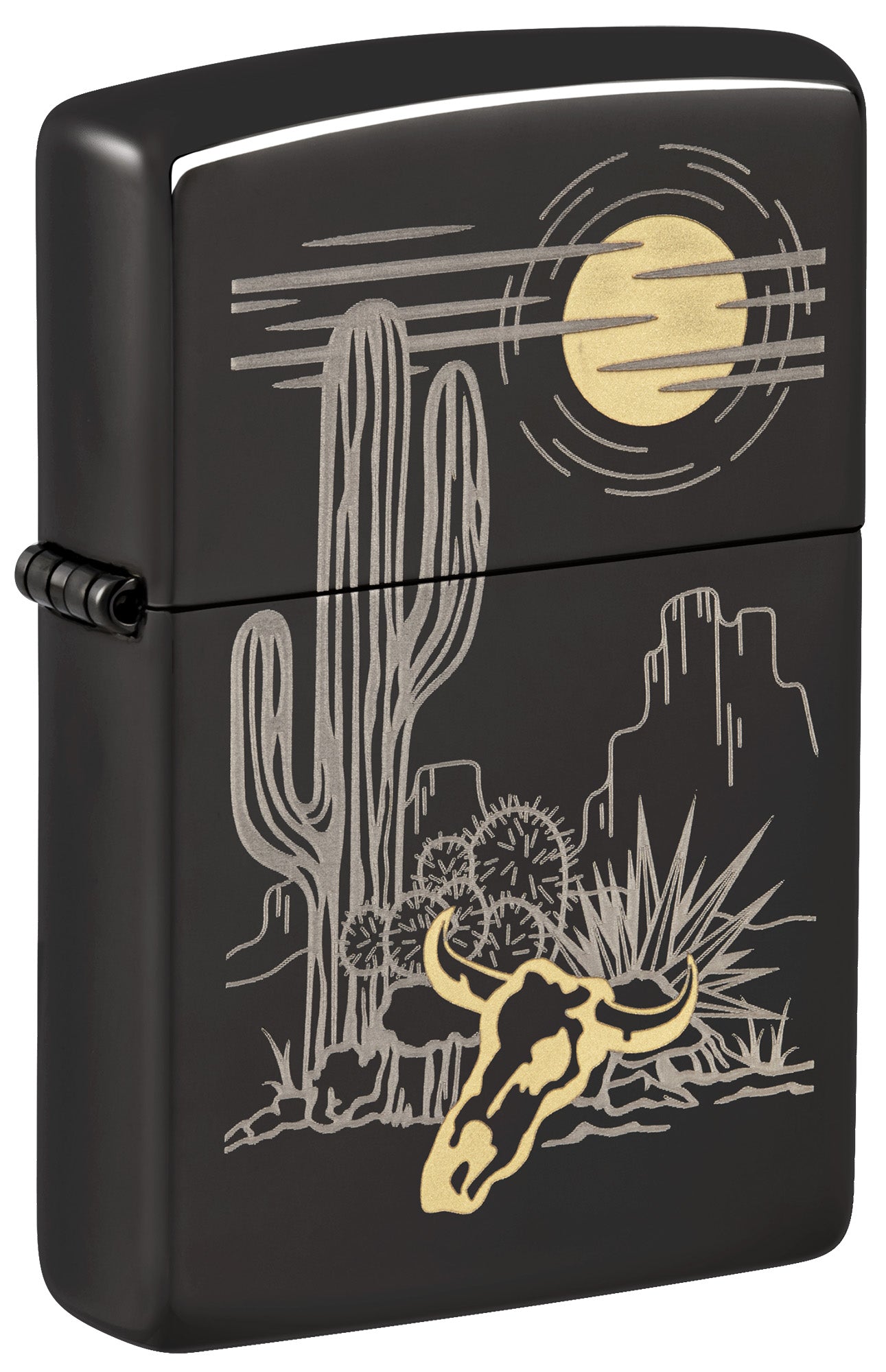 Zippo Lighter: Western Design, Engraved - High Polish Black 48968