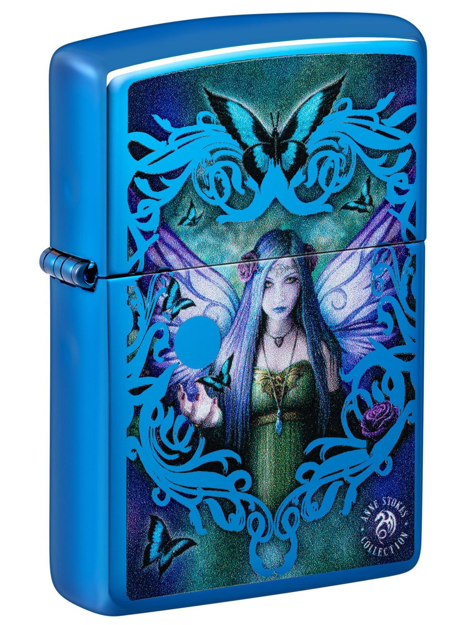 Zippo Lighter: Mystic Aura Fairy by Anne Stokes - High Polish Blue 48985