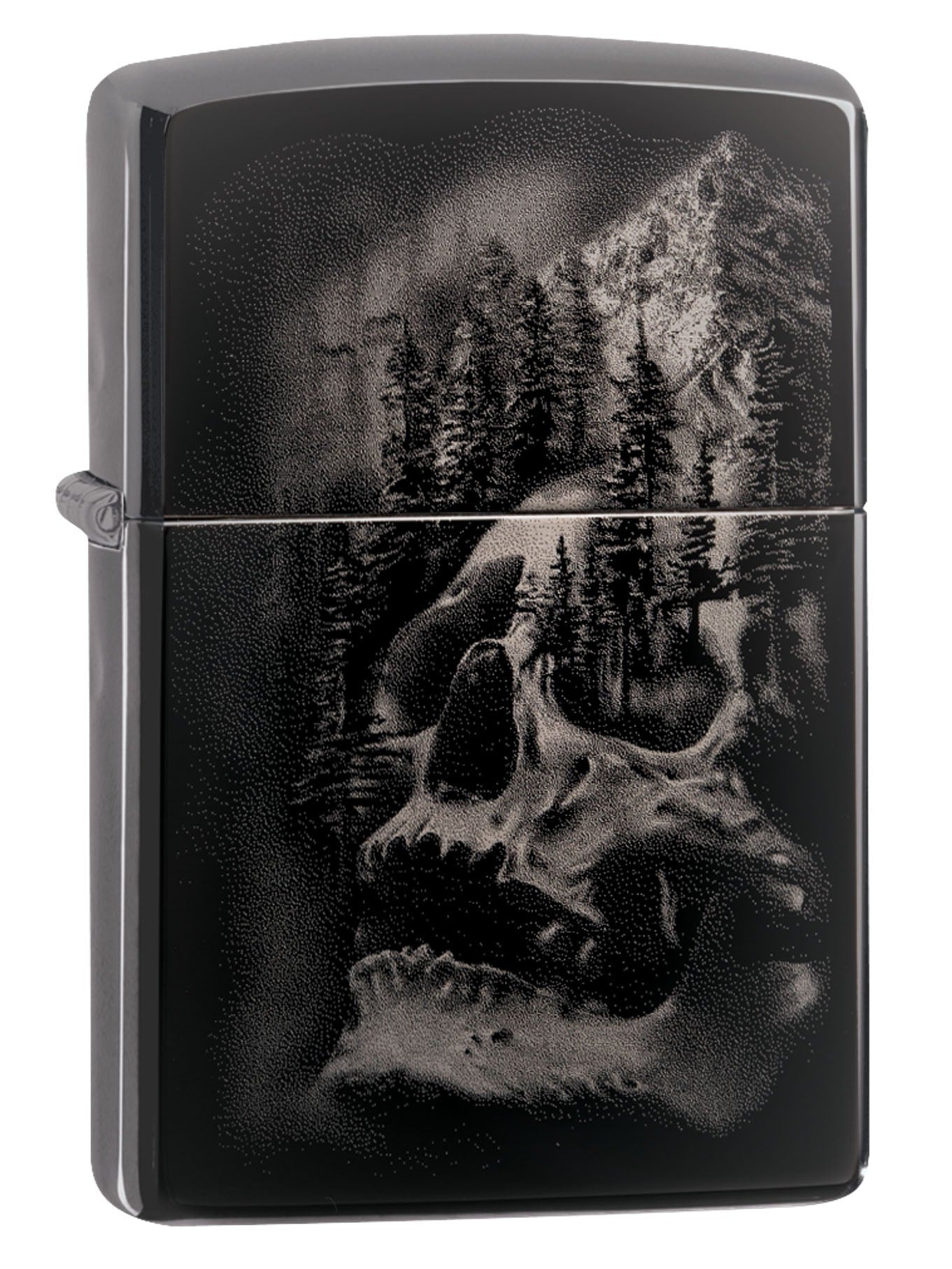 Zippo Lighter: Skull and Mountain - Black Ice 49141 (4555556454493)