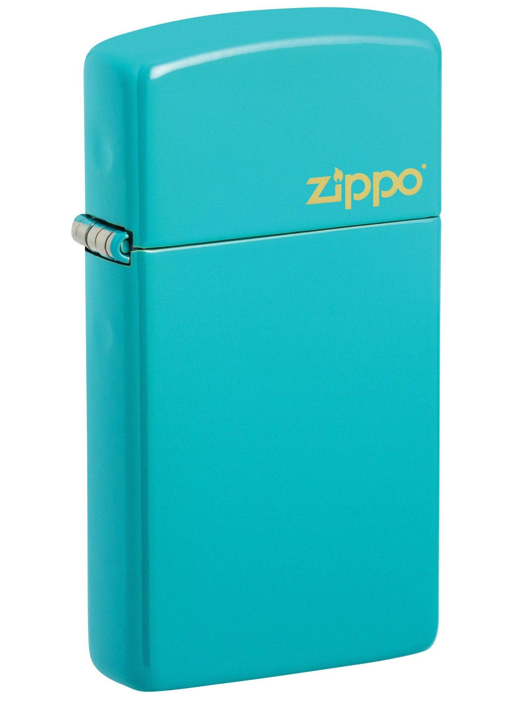 Zippo Lighter Slim, Zippo Logo Flat Turquoise 49529ZL Lucas Lighters