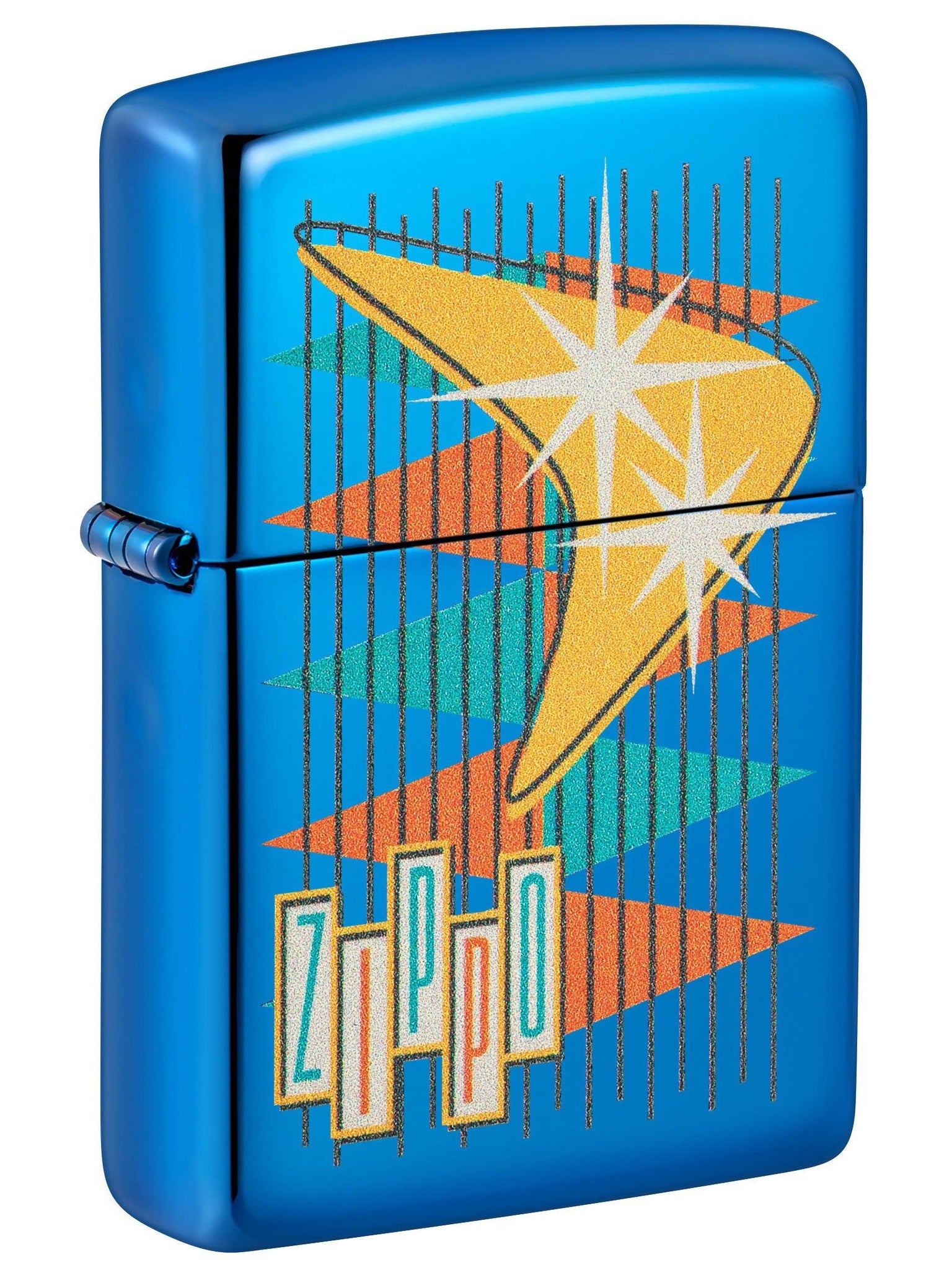 Zippo Lighter: Retro Zippo Logo - High Polish Blue 49768