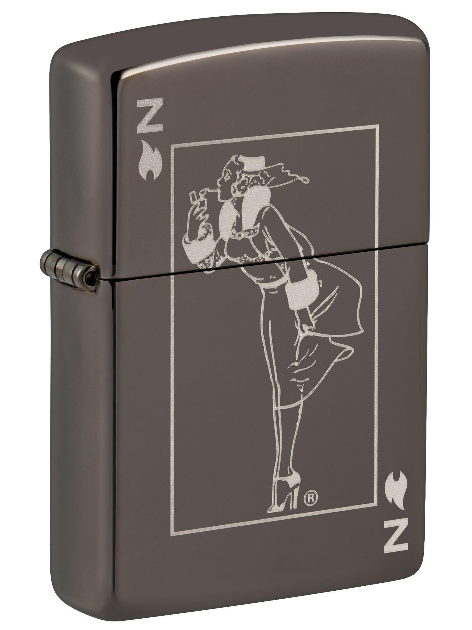 Zippo Lighter: Windy the Zippo Girl, Engraved - Black Ice 49797
