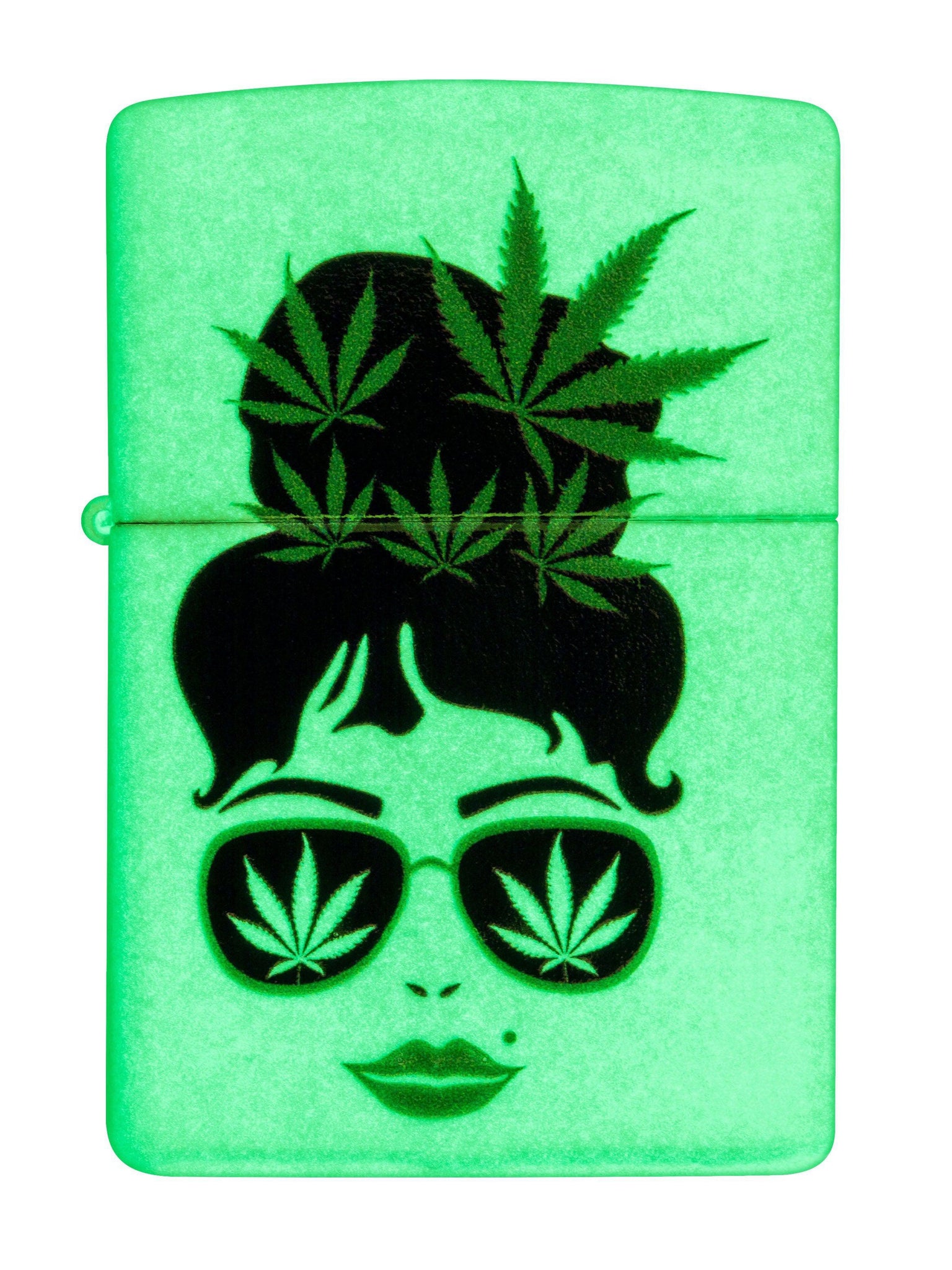 Zippo Lighter: Lady with Weed Leaves - Glow in the Dark 49837