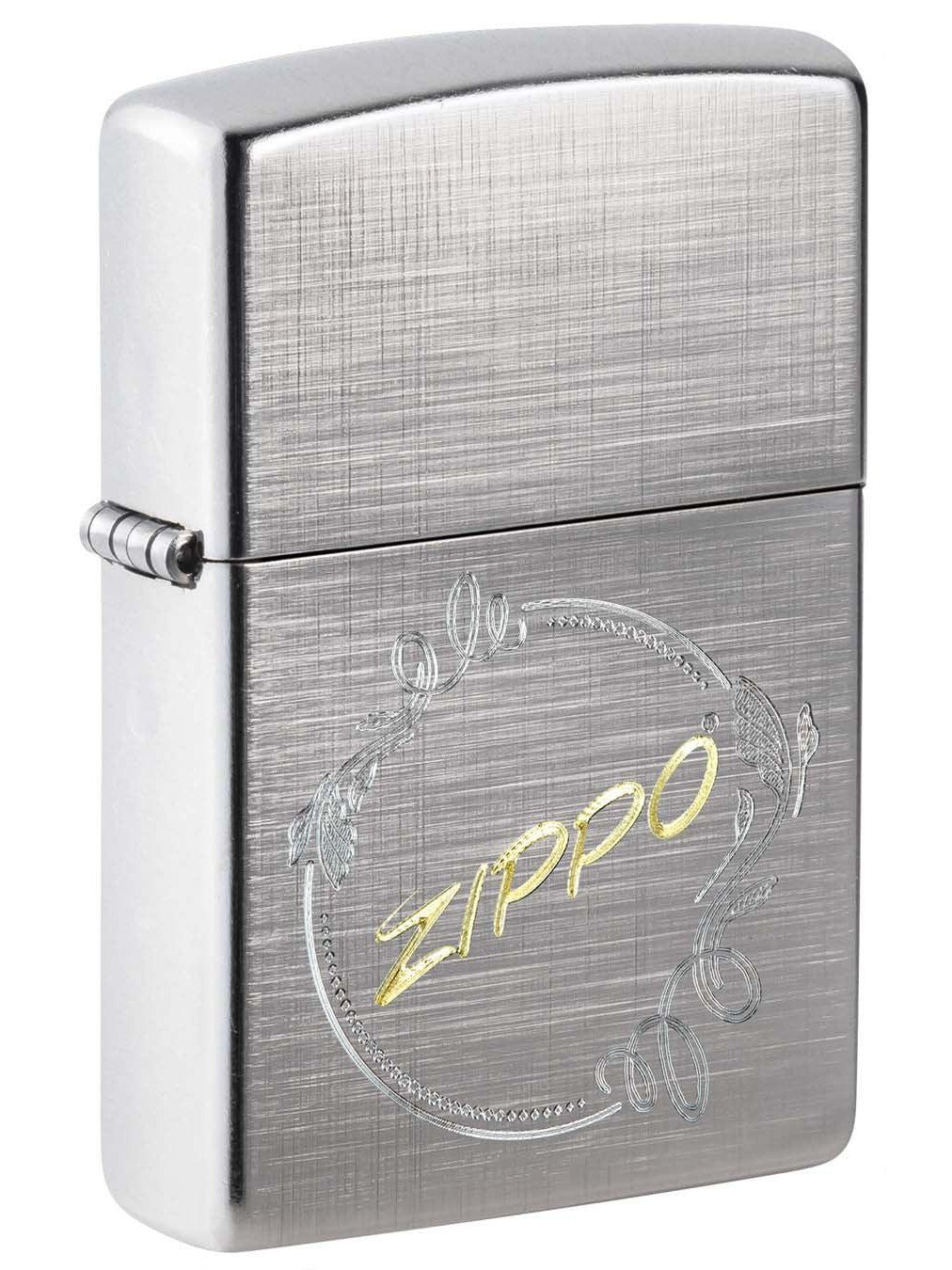 Zippo Lighter: Script Zippo Logo - Linen Weave 49879