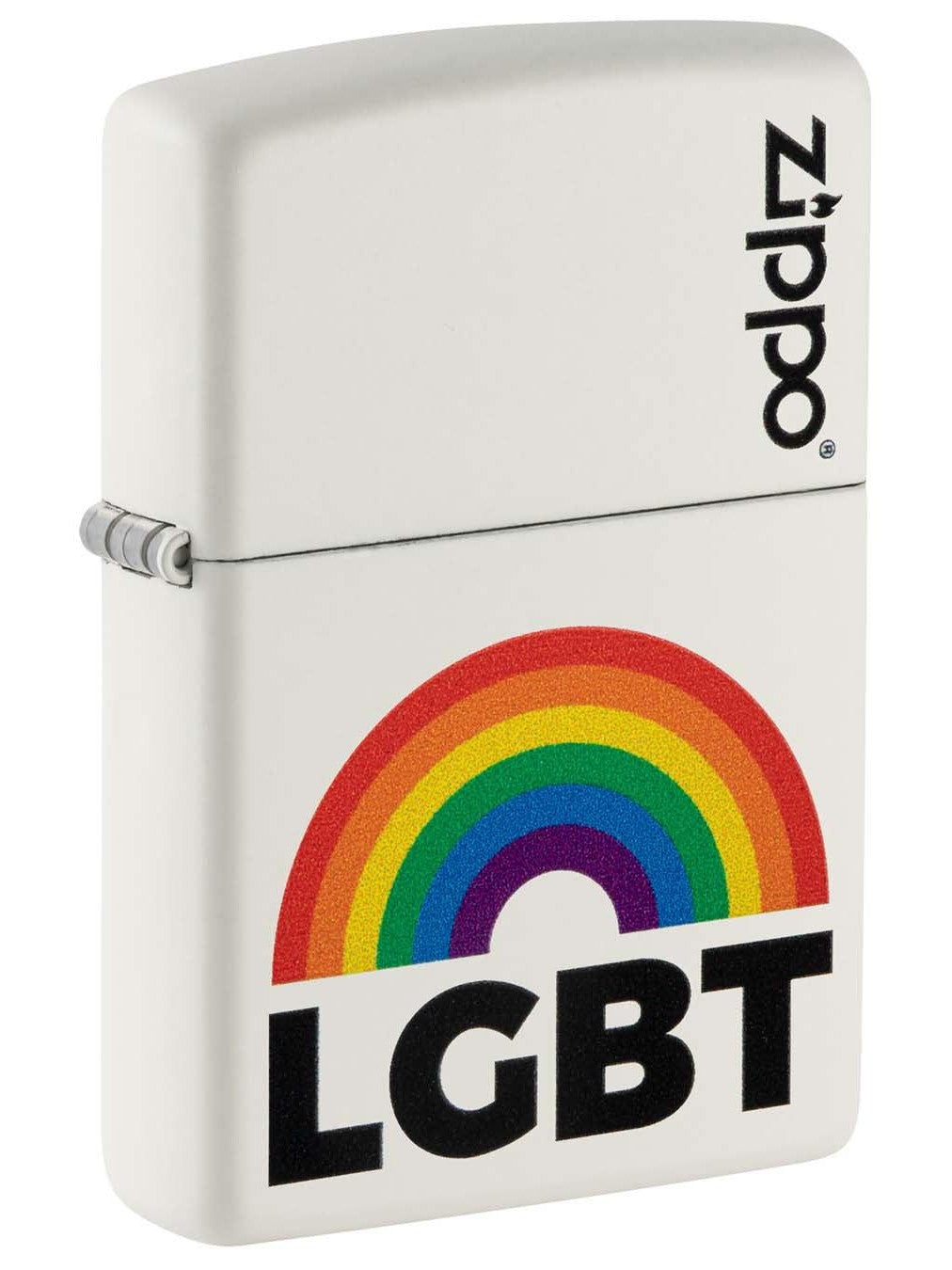 Zippo Lighter: LGBT Rainbow - White Matte 49898