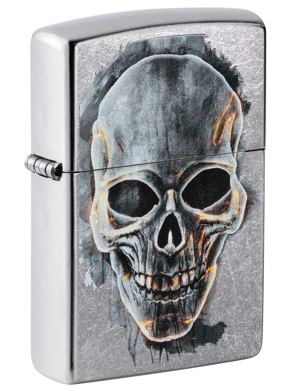 Zippo Lighter: Skull Watercolor - Street Chrome 49962