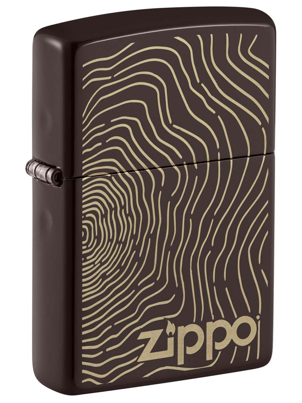 Zippo Lighter: Wood Grain Zippo Logo, Engraved - Brown 49989