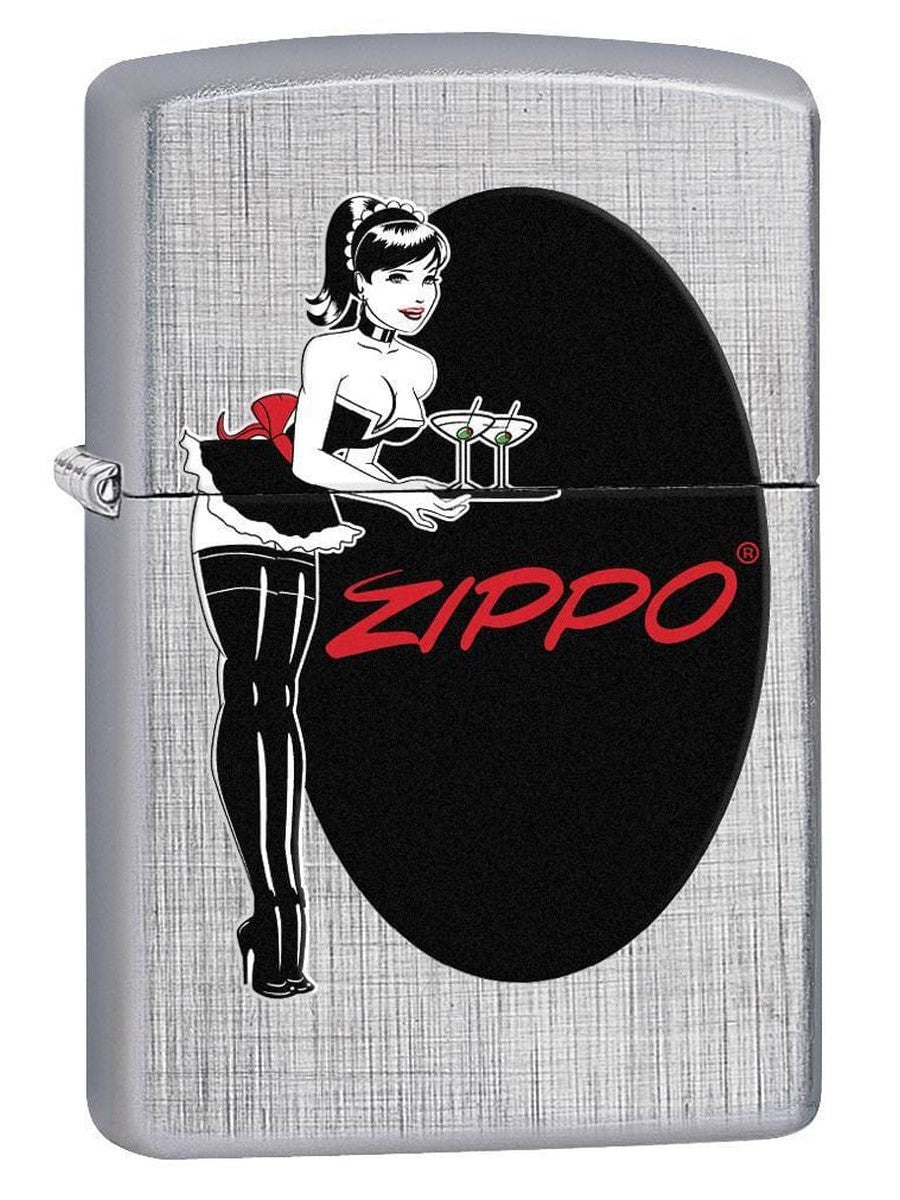 Zippo Lighter: Pin-up Maid - Linen Weave 76593 (1975582687347)