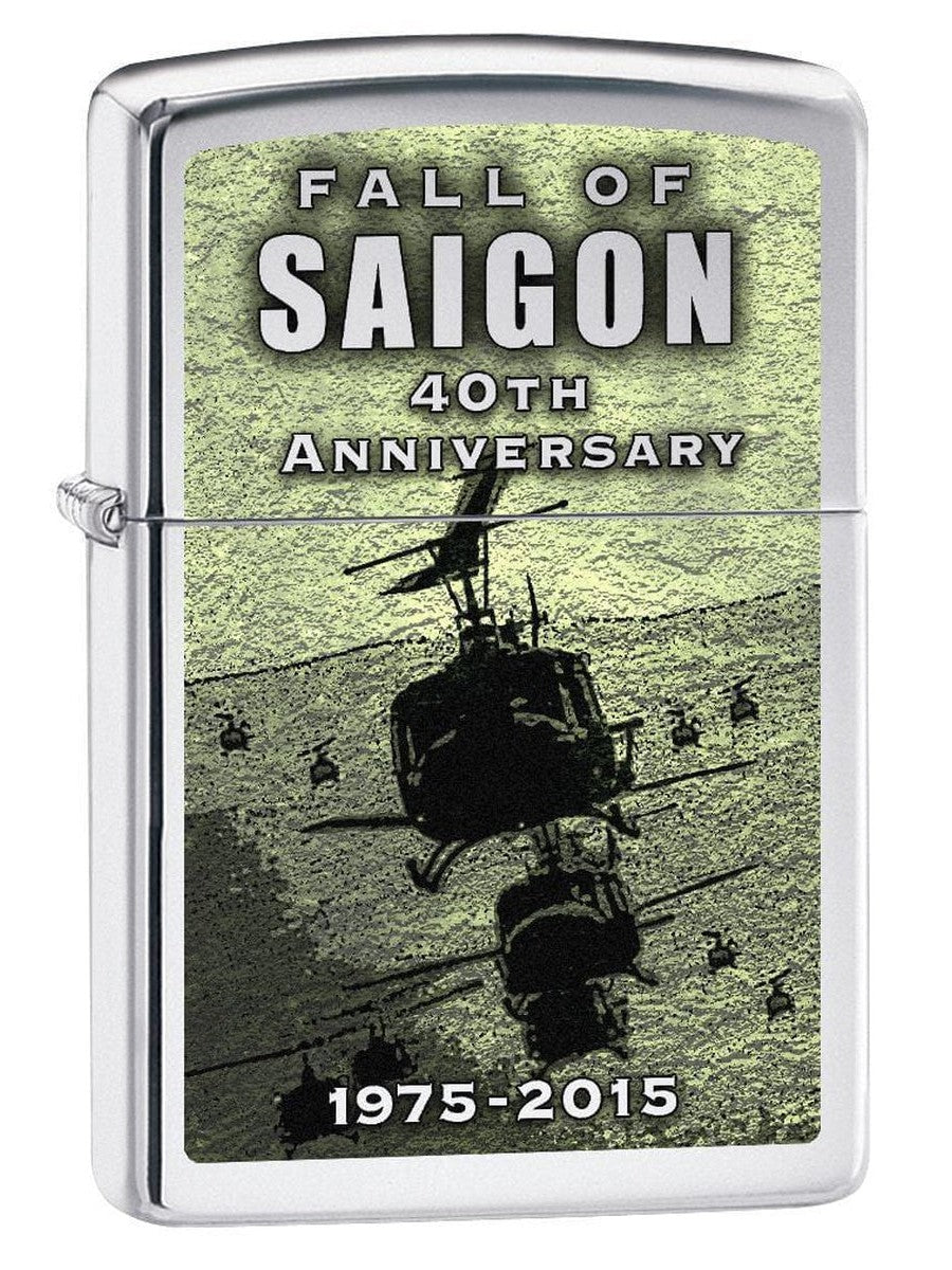 Zippo Lighter: Fall of Saigon, 40th Anniversary - High Polish Chrome 76755 - Gear Exec (1975585013875)