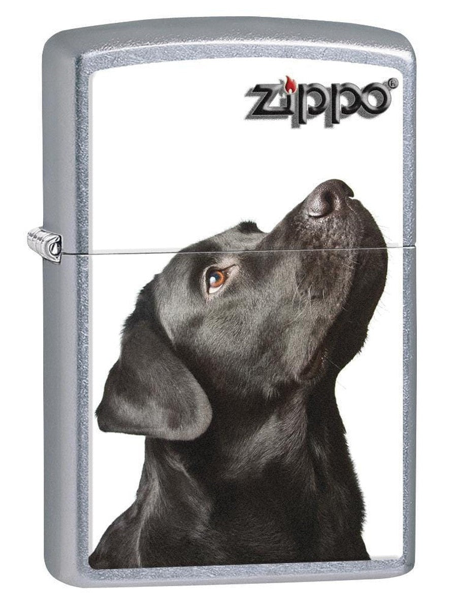 Zippo Lighter: Black Labrador Retriever - Street Chrome 76971 - Gear Exec (1975588454515)