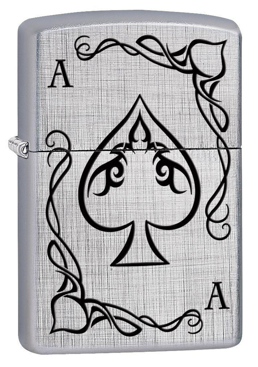 Zippo Lighter Ace of Spades Playing Card Linen Weave 78528 Lucas