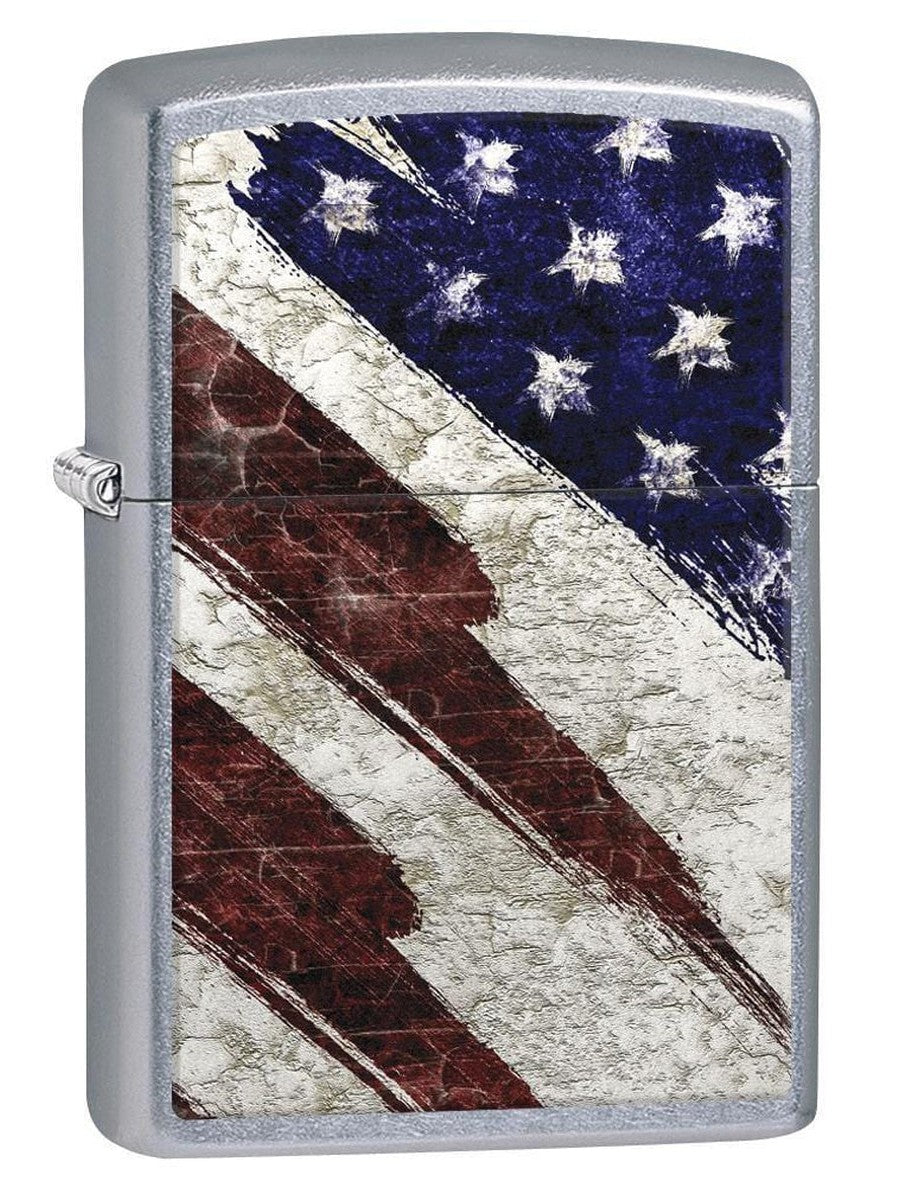 Zippo Lighter: Rustic United States Flag - Street Chrome 78540 (1975610540147)