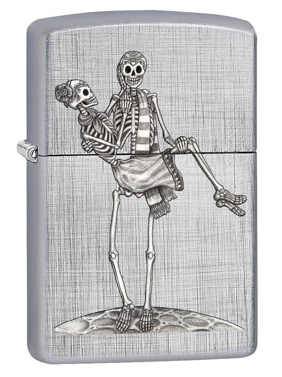Zippo Lighter: Day of the Dead Skeleton Couple - Linen Weave 78561 - Gear Exec (1975610835059)