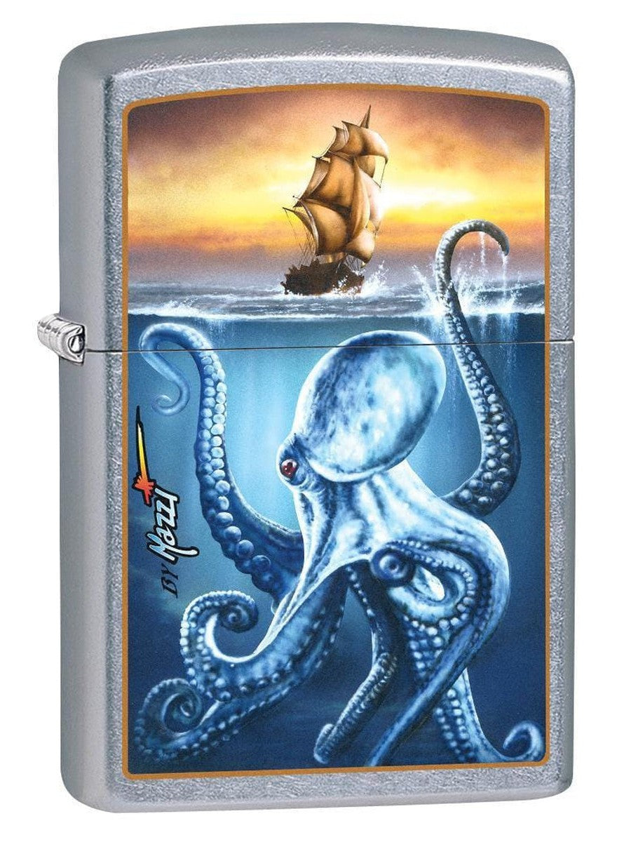 Zippo Lighter: Mazzi Octopus and Ship - Street Chrome 78888 (1975615586419)
