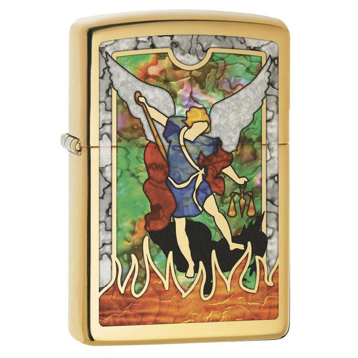 Zippo Lighter: Saint Michael the Archangel, Fusion - High Polish