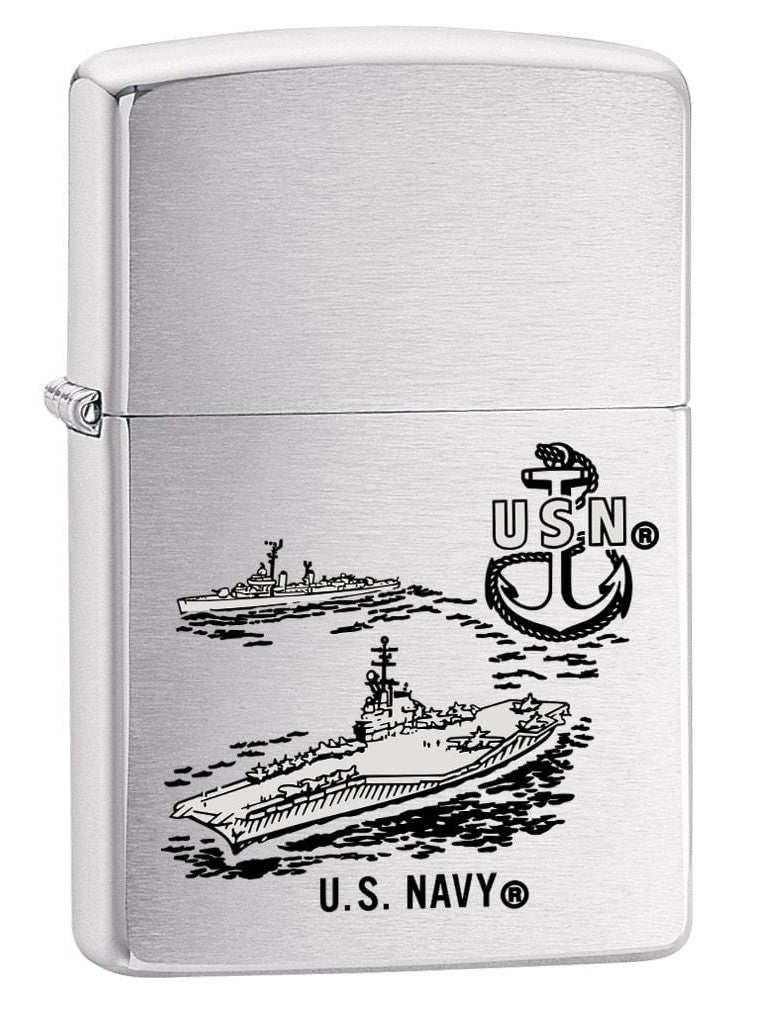 Zippo Lighter: U.S. Navy Aircraft Carrier - Brushed Chrome