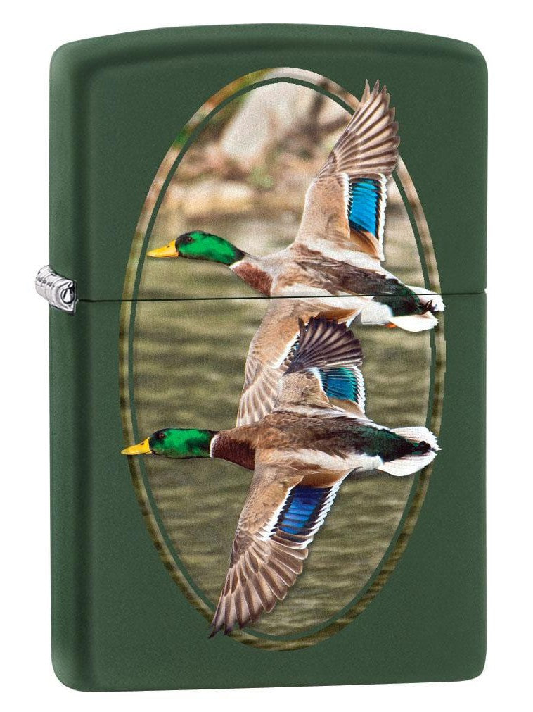 Zippo Lighter: Two Ducks Flying - Green Matte 80160 (2029569867891)