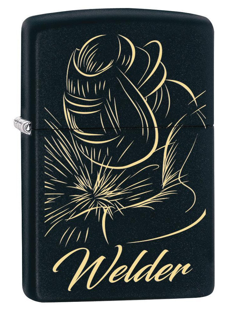 Zippo Lighter: Welder Working, Engraved - Black Matte 80598 (4269197754483)