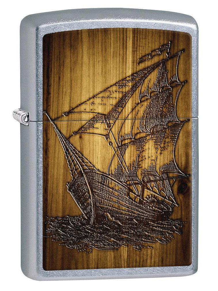 Zippo Lighter: Sailing Ship Drawing - Street Chrome 80610 (4269197885555)