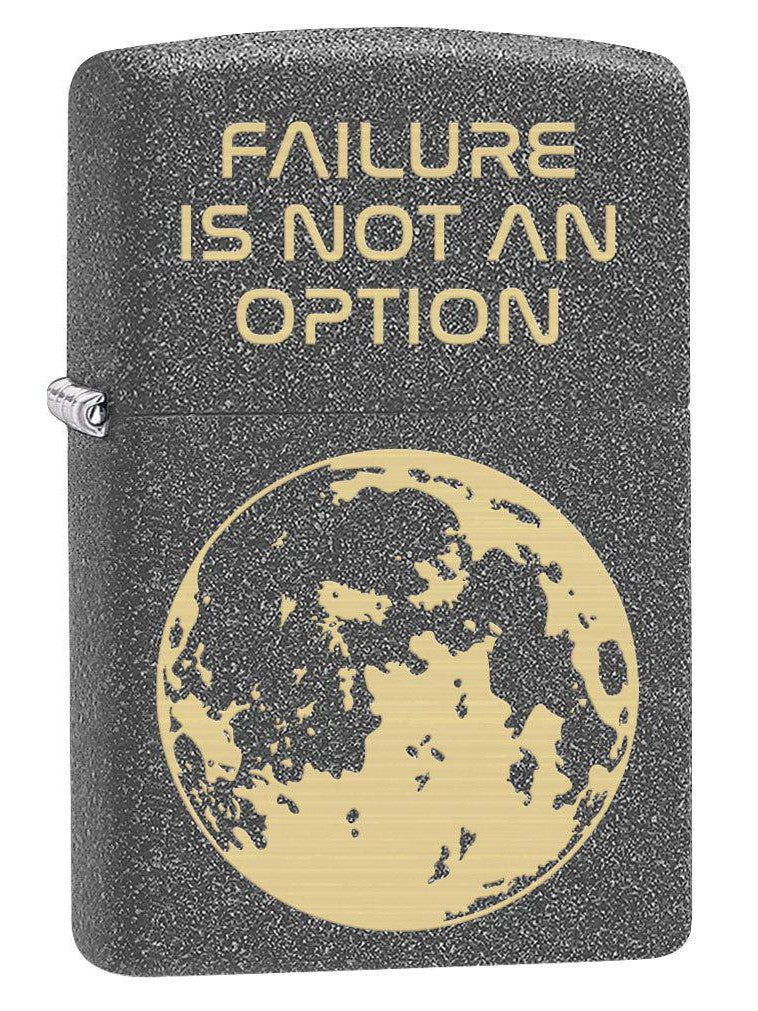 Zippo Lighter: Moon, Failure is Not an Option, Engraved - Iron Stone 80689