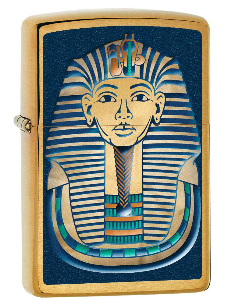 Zippo Lighter: Egyptian Pharaoh Tutankhamen - Brushed Brass 80727