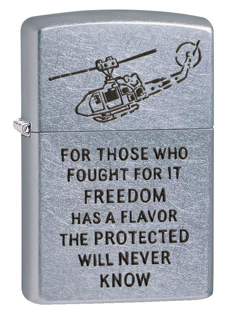 Zippo Lighter: Vietnam Trench Art, Freedom - Street Chrome 80785