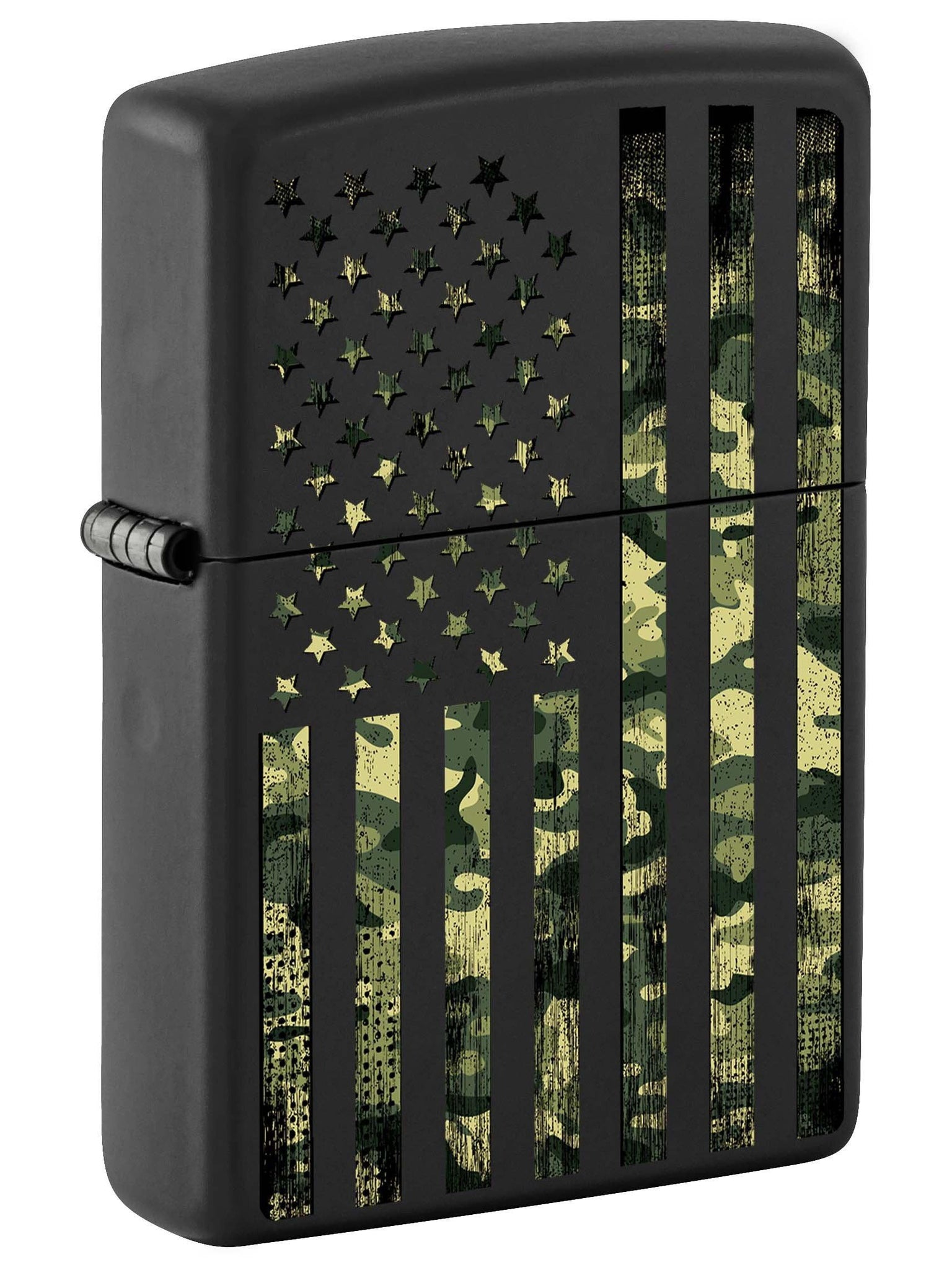 Zippo Lighter: Camouflage United States Flag - Black Matte 80983