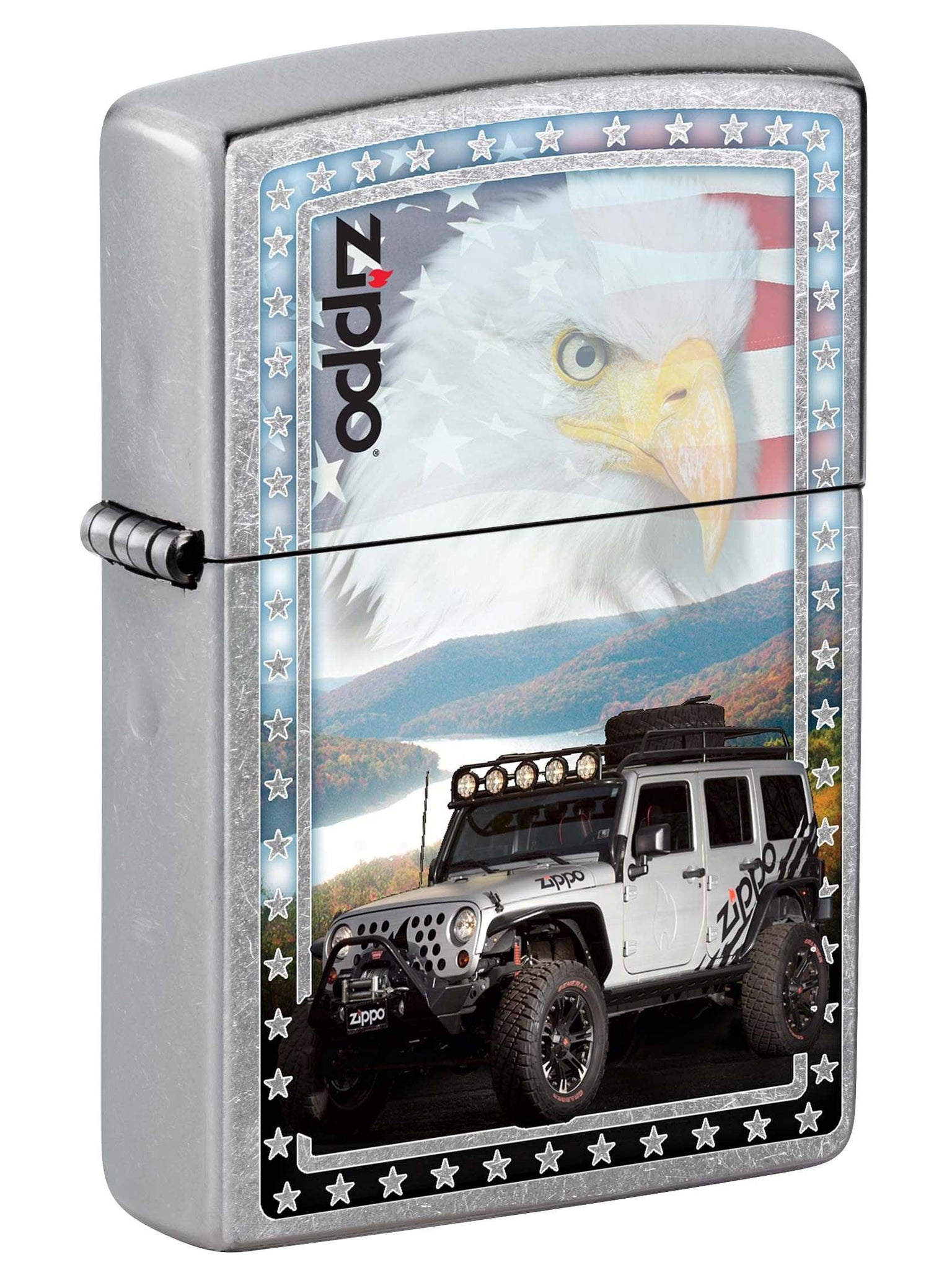 Zippo Lighter: Zippo Jeep with American Flag - Street Chrome 80989