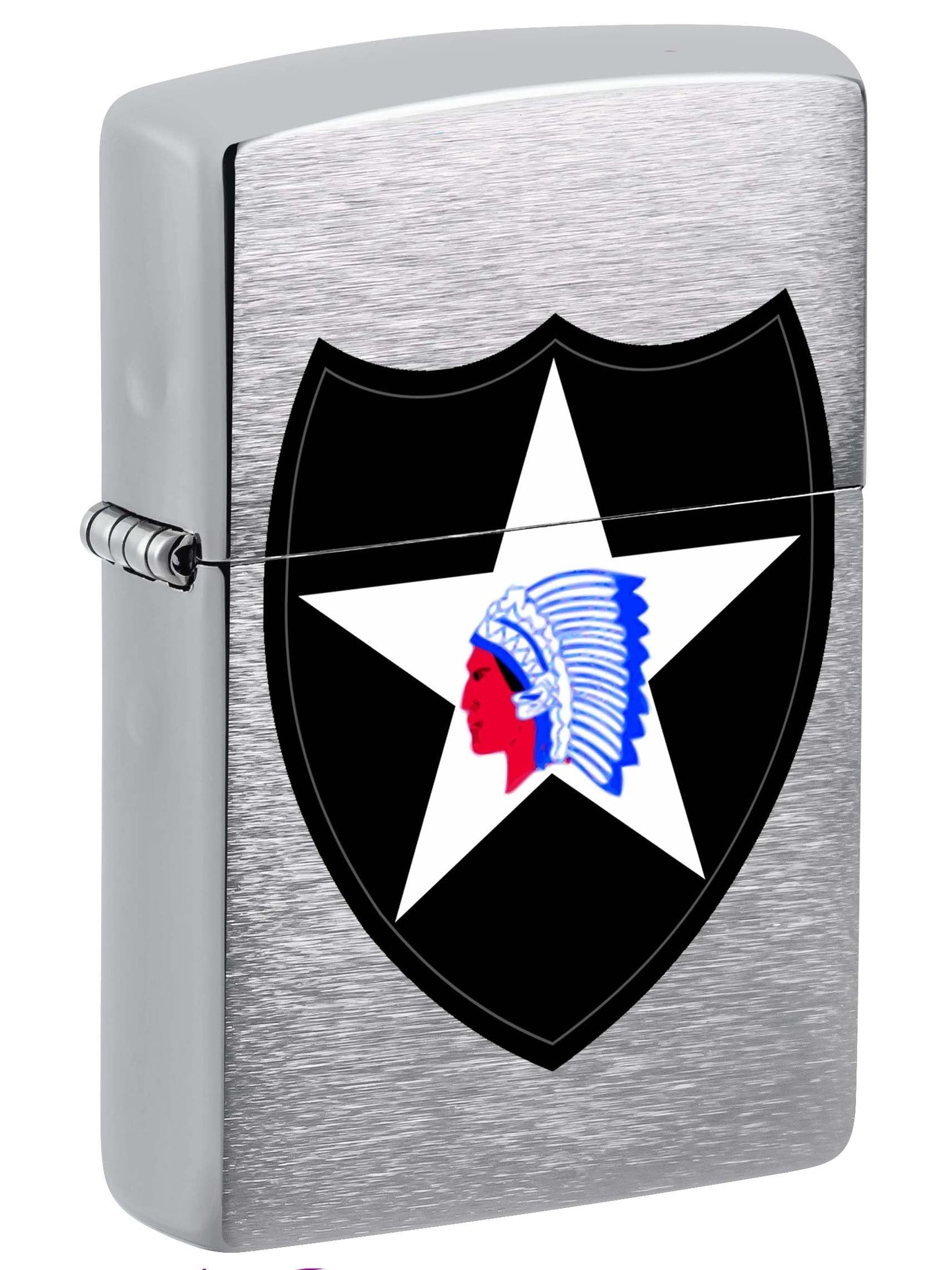 Zippo Lighter: U.S. Army, Second Infantry Division - Brushed Chrome 81007