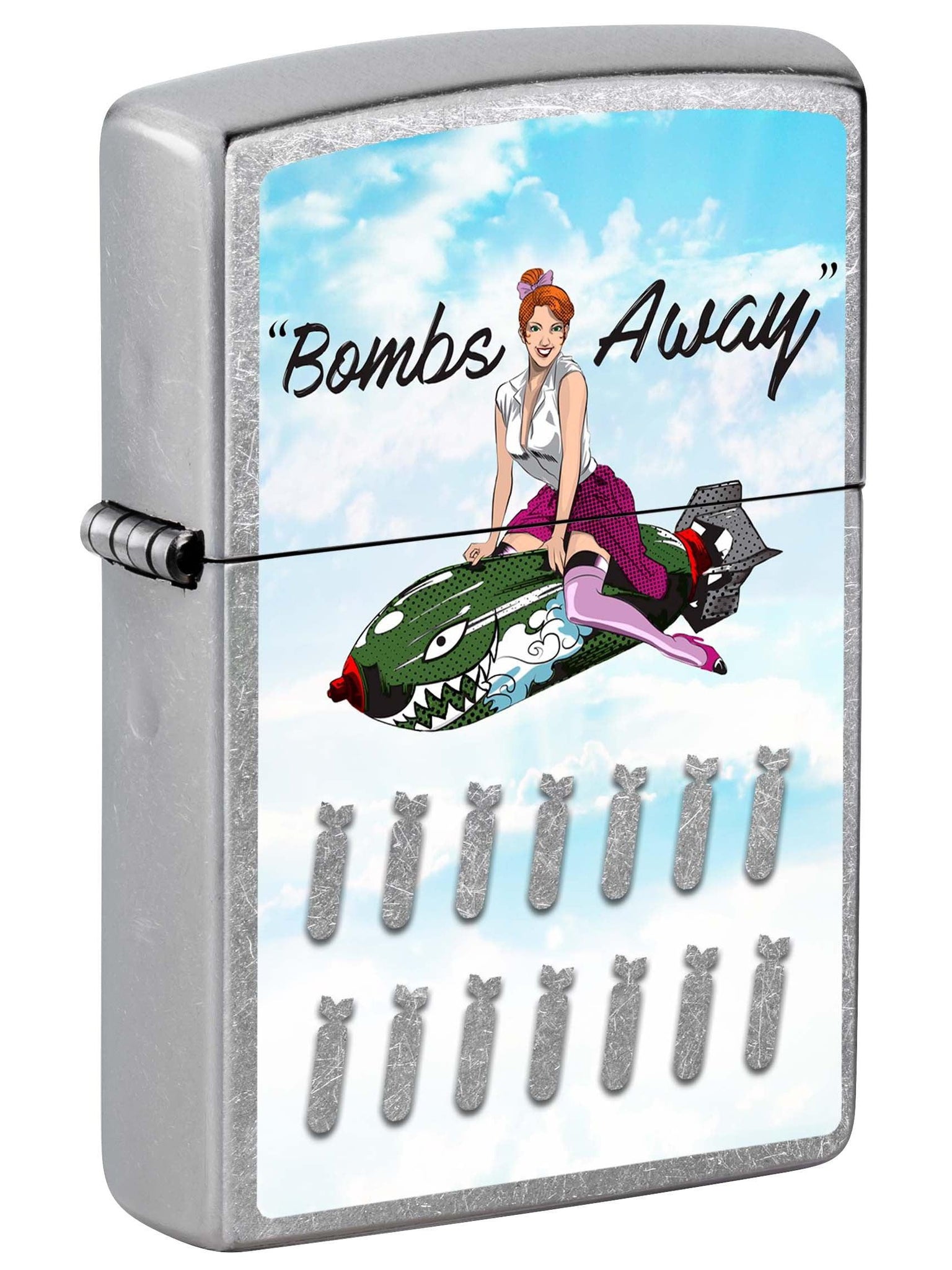 Zippo Lighter: Vintage Patriotic Pin-Up Girl, Bombs Away - Street Chrome 81109