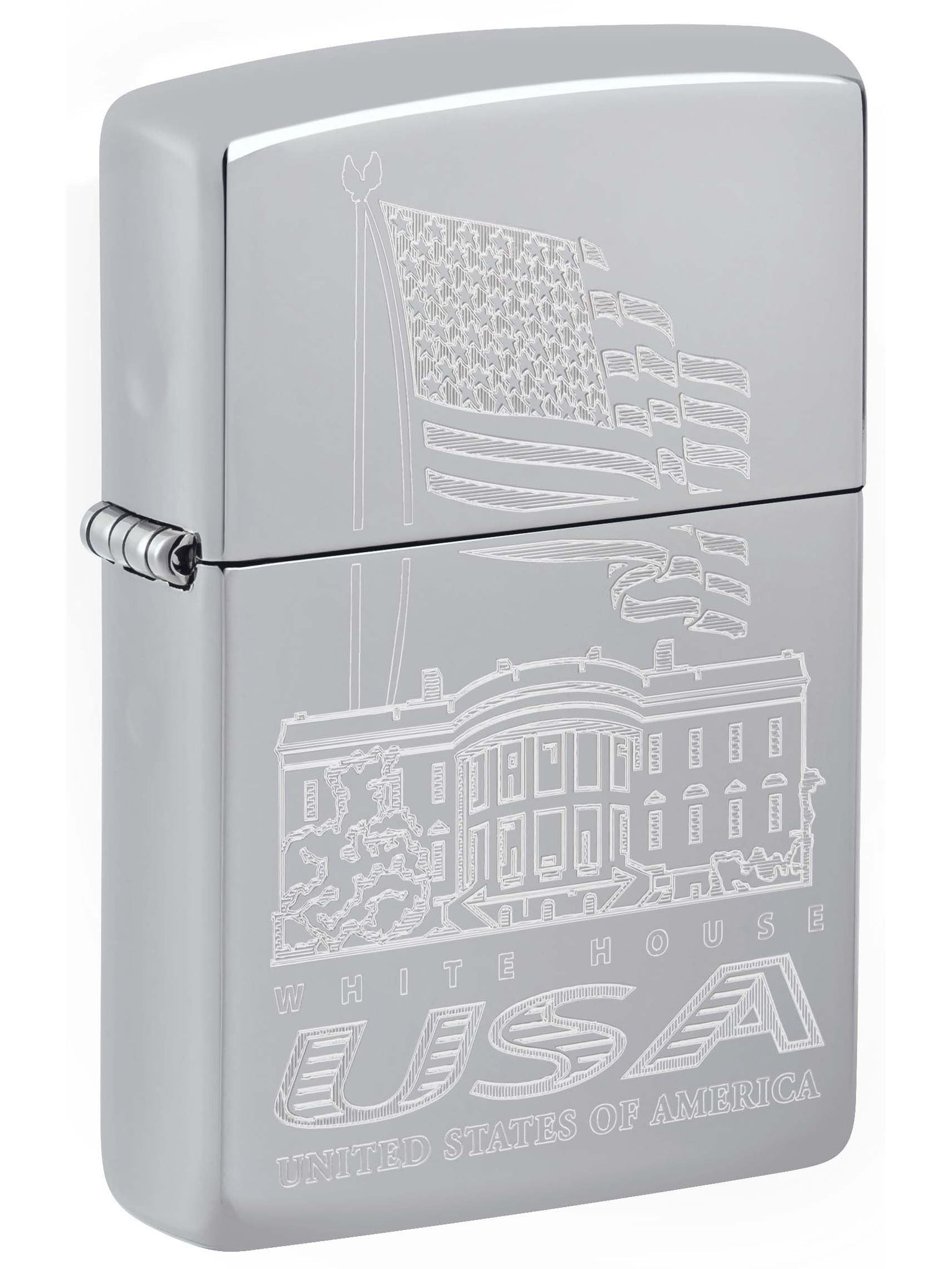 Zippo Lighter: White House USA, Engraved - High Polish Chrome 81161