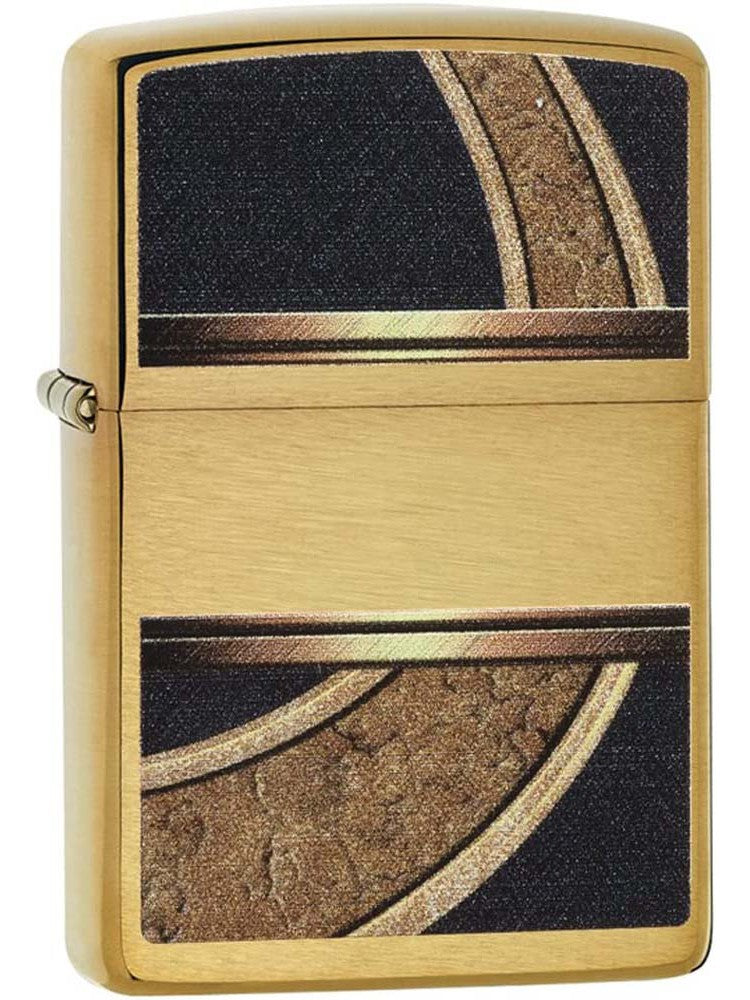 Zippo Lighter: Gold and Black - Brushed Brass 81168