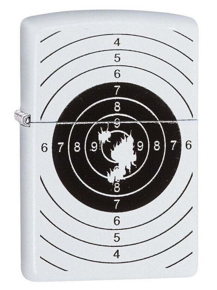 Zippo Lighter Shooting Target White Matte Finish 81177 Lucas Lighters