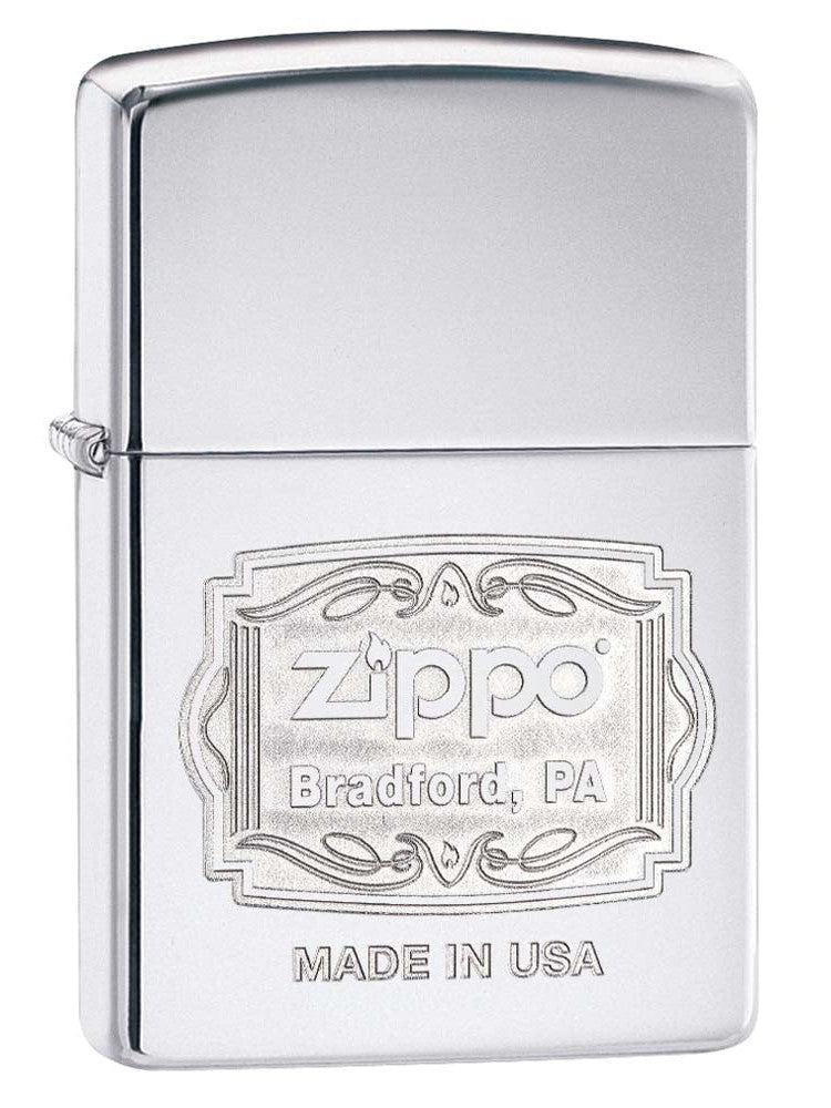 Zippo Lighter Zippo, Bradford, PA, Engraved High Polish Chrome 8117