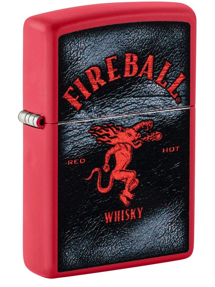 Zippo Lighter: Fireball Logo - Red Matte 81214