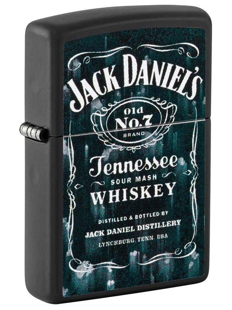 Zippo Lighter: Jack Daniel's Logo - Black Matte Lucas Lighters