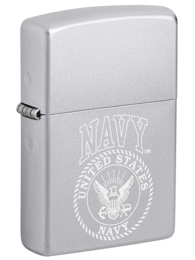Zippo Lighter: Engraved U.S. Navy Insignia, Engraved - Satin Chrome 81249