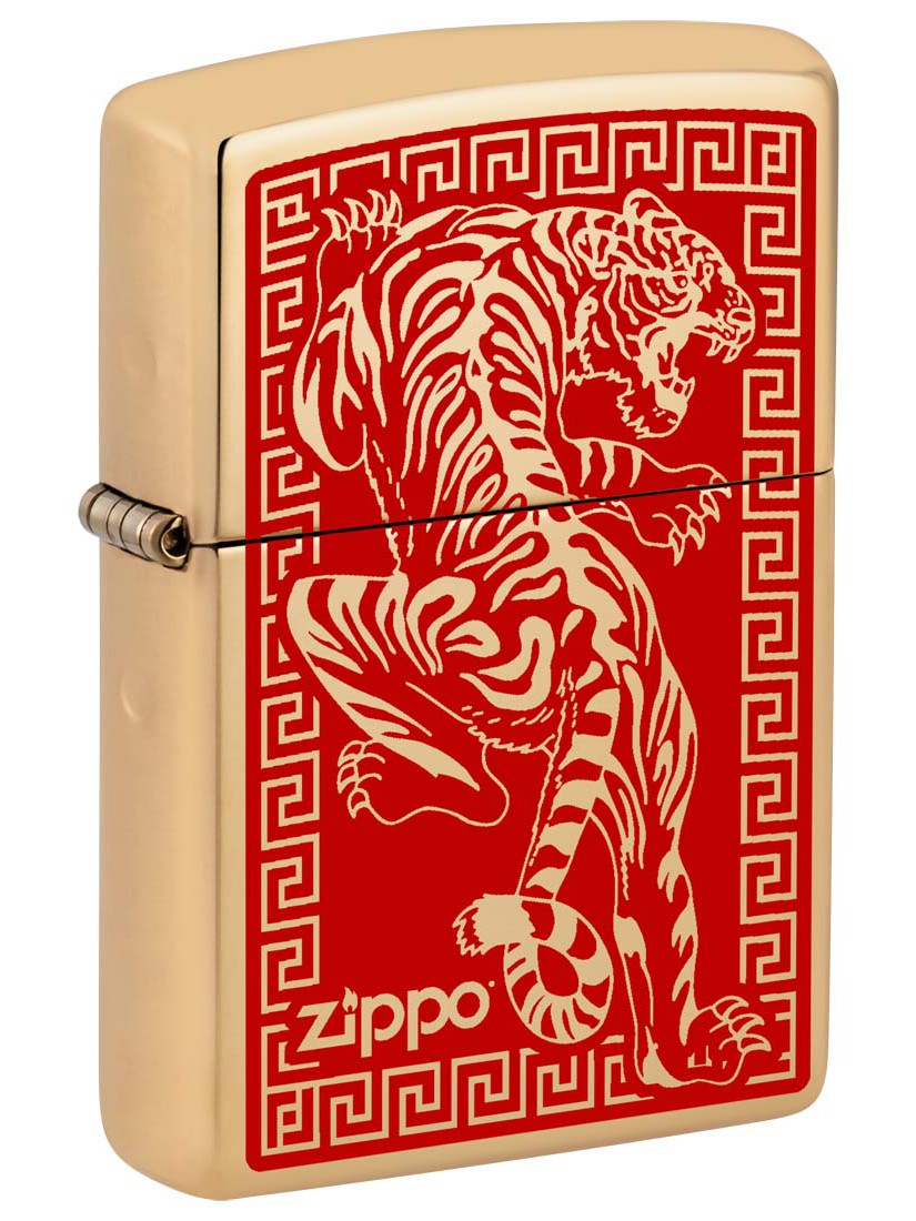 Zippo Lighter: Asian Tiger - High Polish Brass 81321