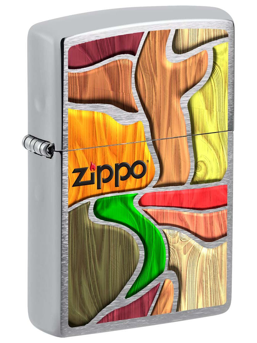 Zippo Lighter: Zippo Colorful Pattern - Brushed Chrome 81336