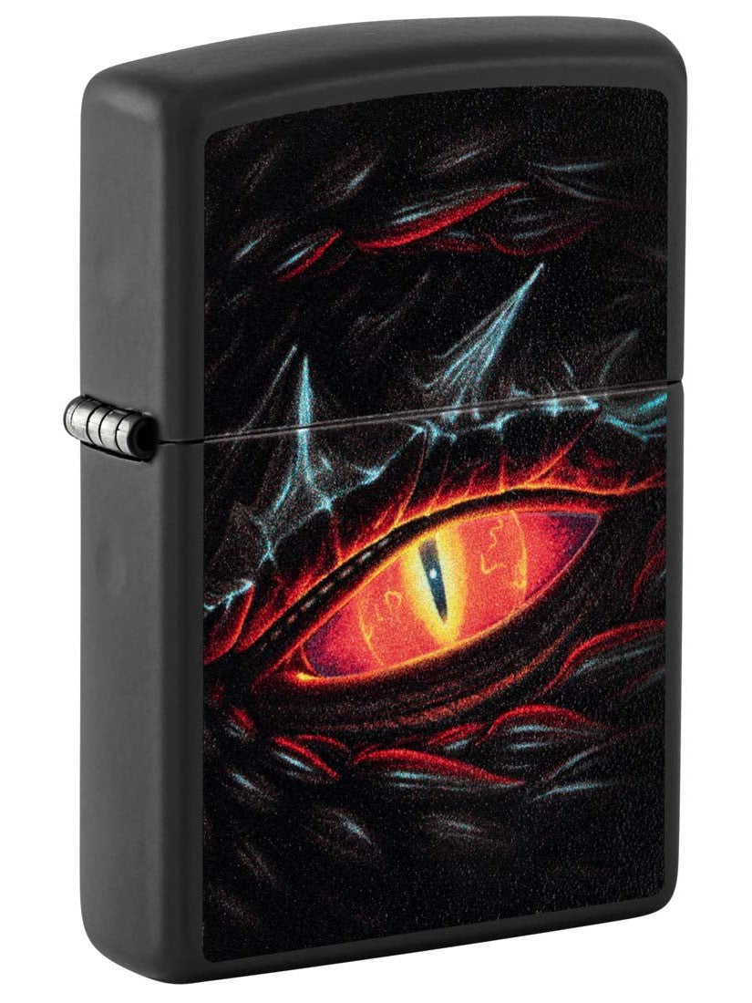 Zippo Lighter: Glowing Dragon Eye, Blacklight - Black Matte 81349