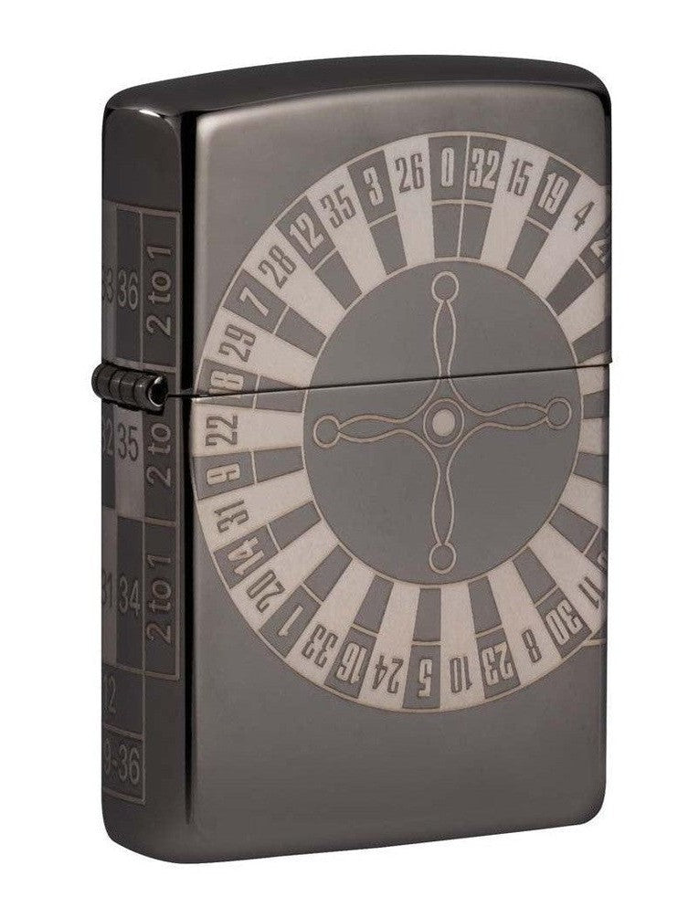 Zippo Lighter: Roulette Table, Laser 360 - Black Ice 81352