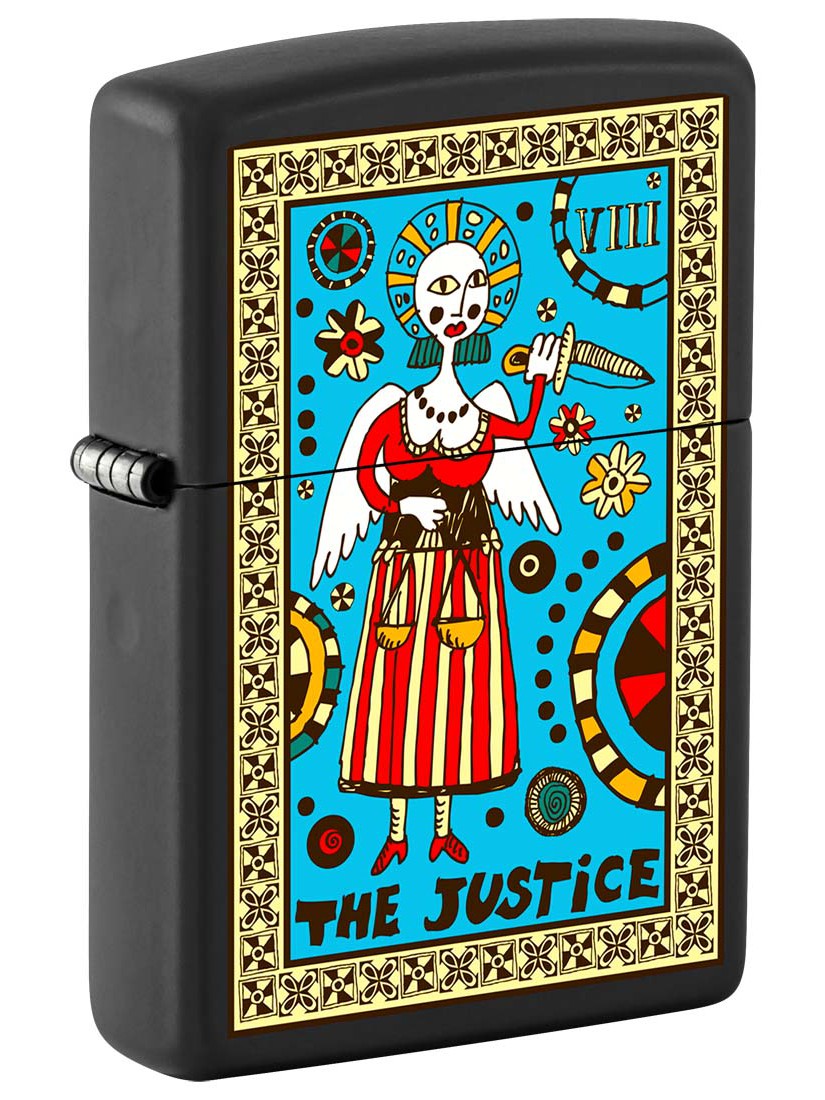 Zippo Lighter: Tarot Card 8, The Justice - Black Matte 81366