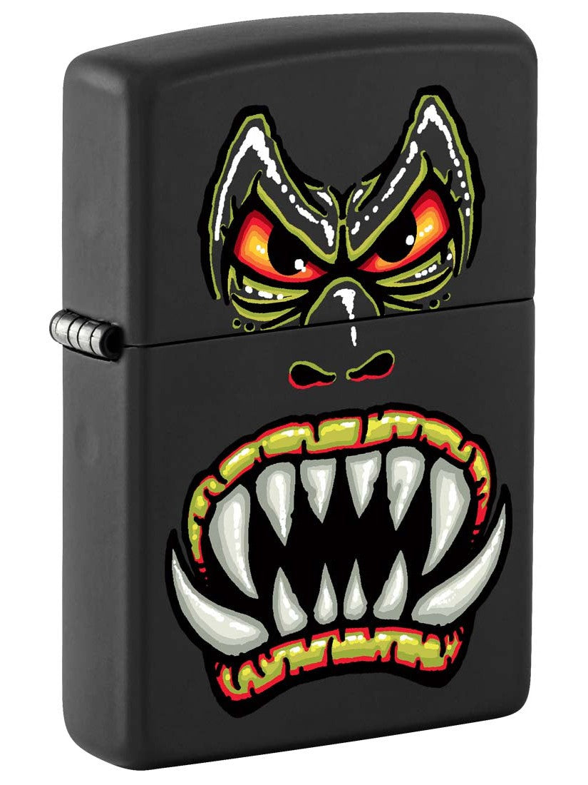 Zippo Lighter: Monster Face - Black Matte 81368