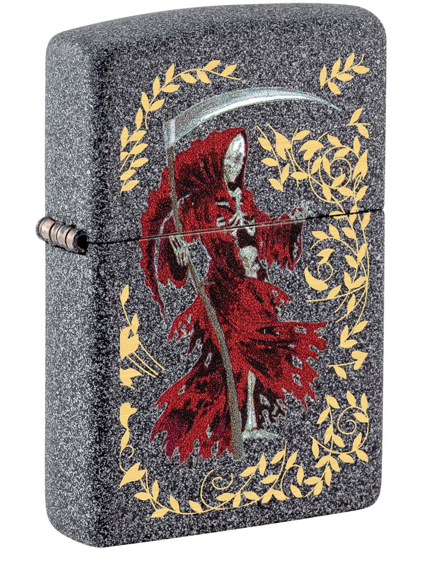 Zippo Lighter: Grim Reaper Design - Iron Stone 81371