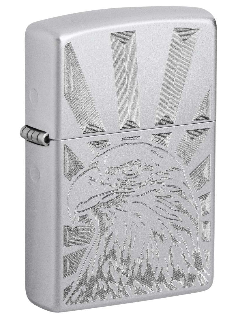 Zippo Lighter: Bald Eagle, Engraved - Satin Chrome 81380