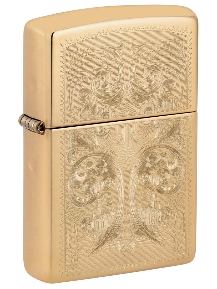 Zippo Lighter: Ornate Design Engraved - High Polish Brass 81393